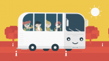 grafika - autobus z dziećmi